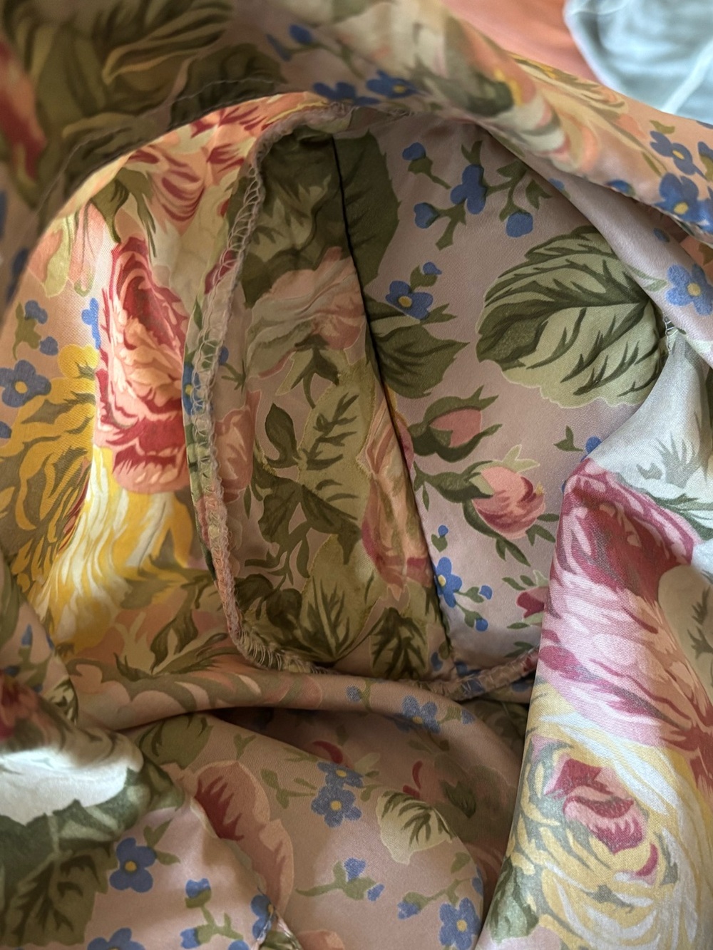 VINTAGE 80s floral SILK BLOUSE cottagecore SHOULDERPADS designer LARGE - Picture 6 of 6